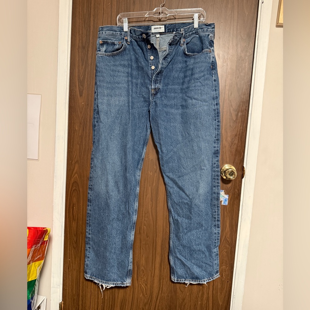 Agolde women’s 90’s pinch waist Straight Blue Jeans sz 33